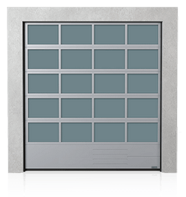 Brama przemysłowa segmentowa aluminiowa z dolnym panelem aluminiowym pełnym