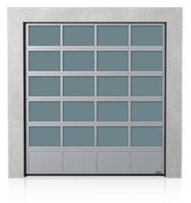 Brama przemysłowa segmentowa aluminiowa z dolnym panelem aluminiowym pełnym